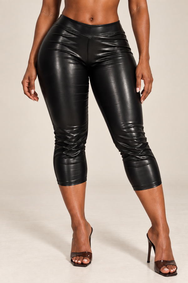 Left On Read Leather Capri Pants