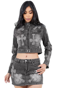 Can’t Cross Me Denim Skirt Set