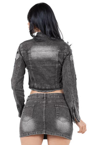 Can’t Cross Me Denim Skirt Set