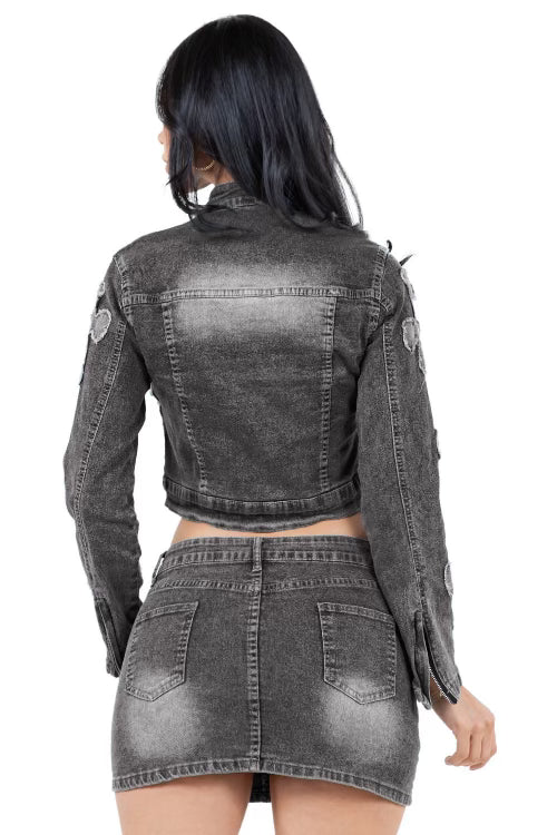 Can’t Cross Me Denim Skirt Set