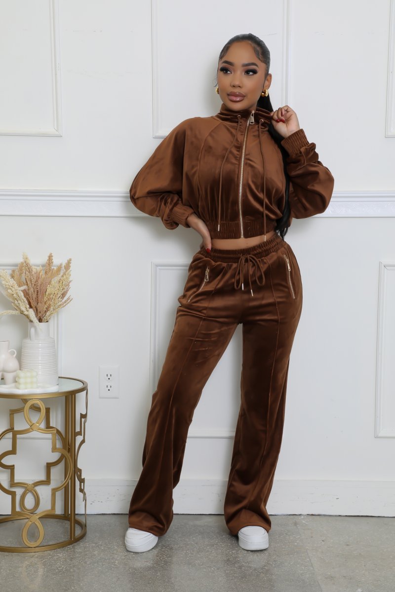 Velvet cropped tracksuit hotsell