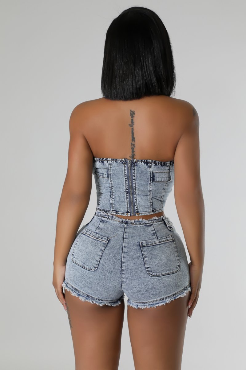 She A Vibe Denim Short Set