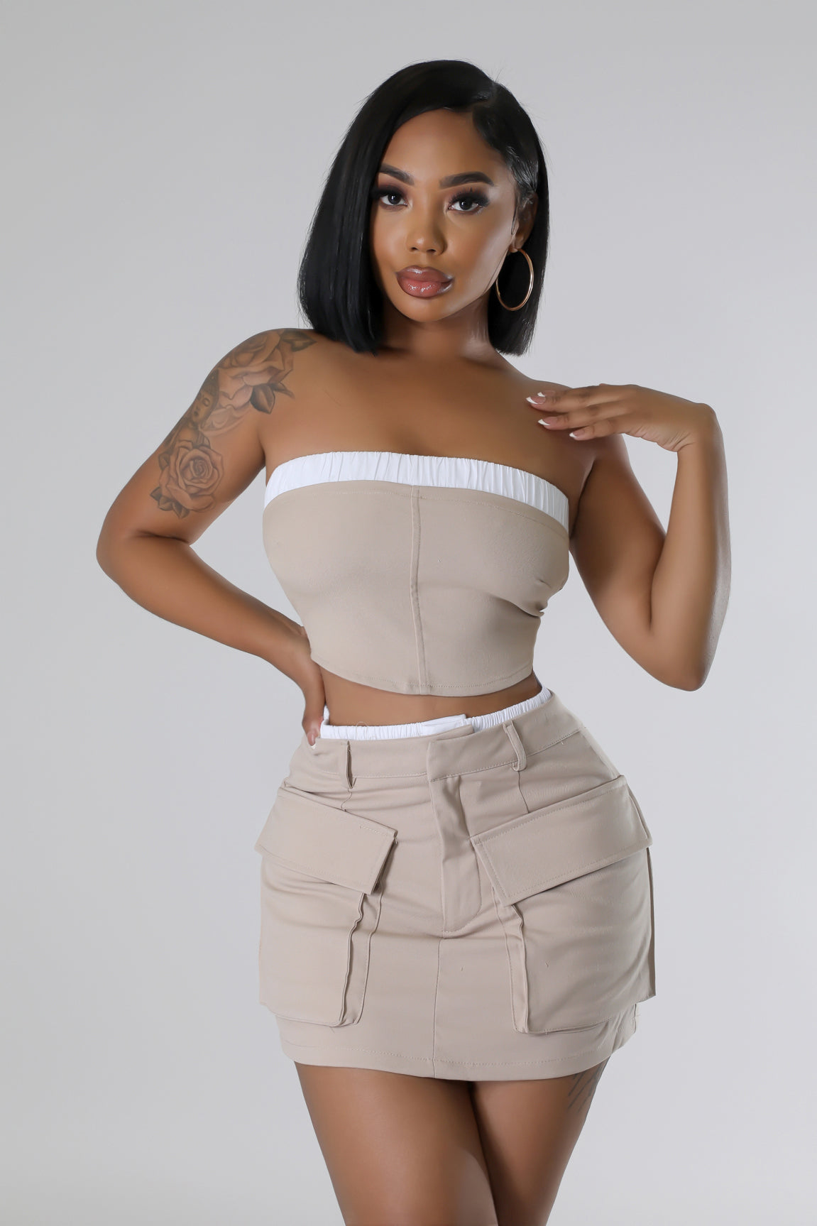 Crop top and short skirt set on sale