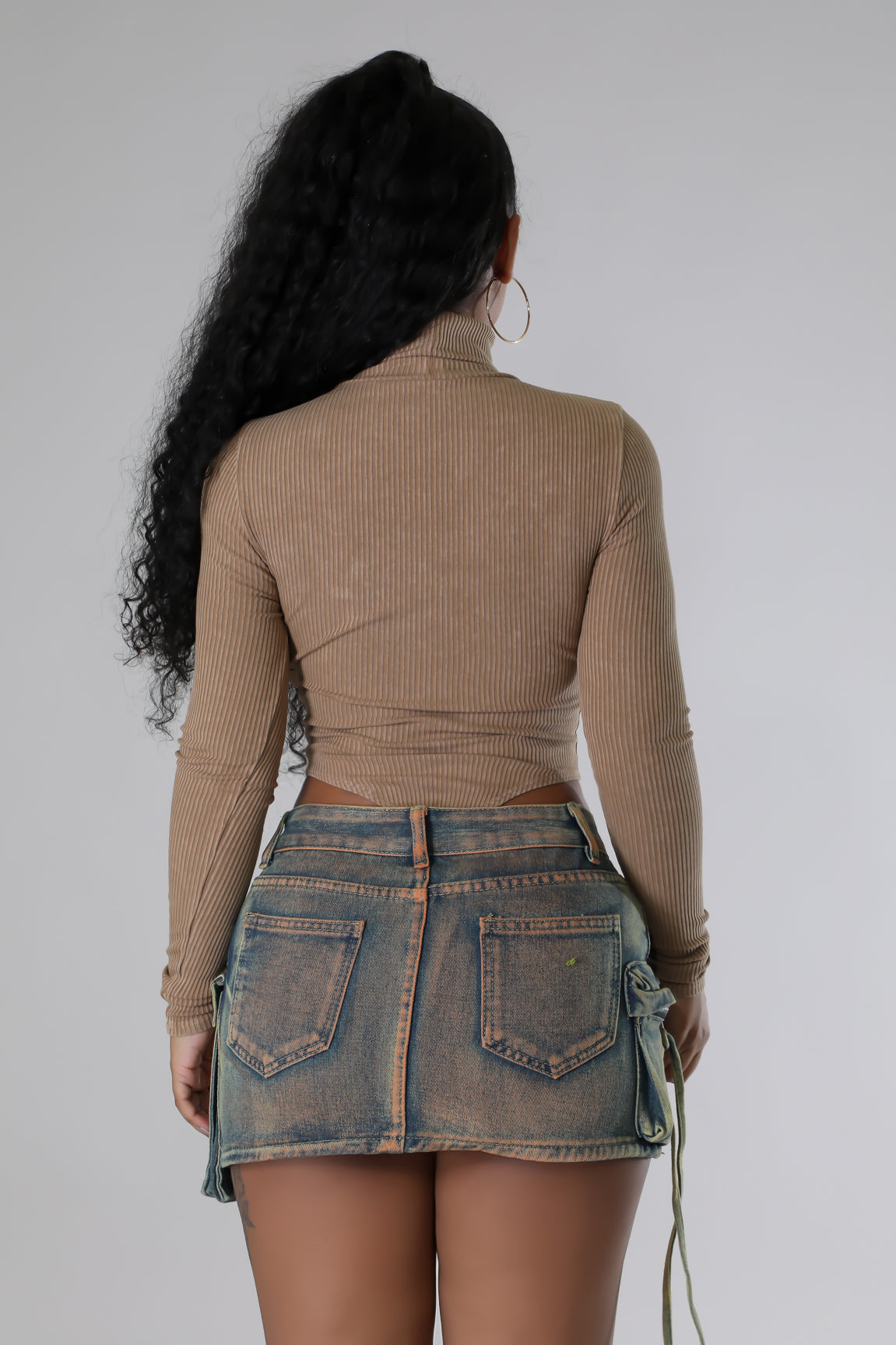 Watch Me Cargo Denim Skirt (only)