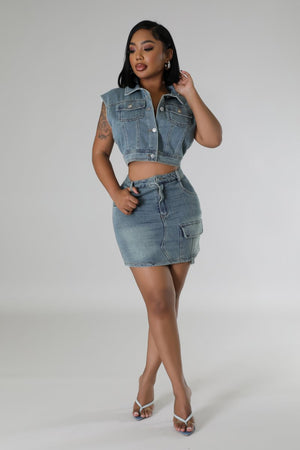 Nevaeh Denim Skirt Set