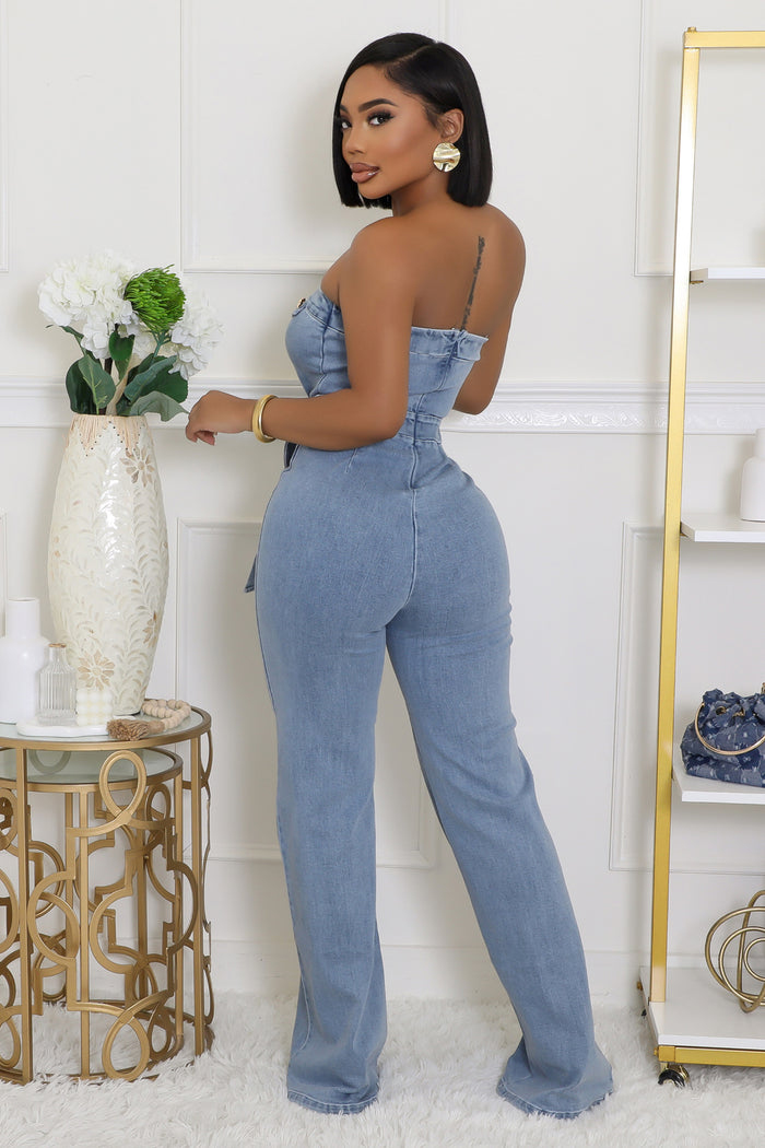 So Glam Denim Jumpsuit