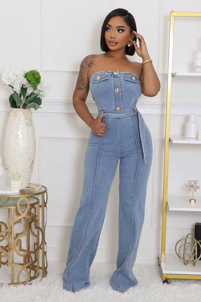 So Glam Denim Jumpsuit